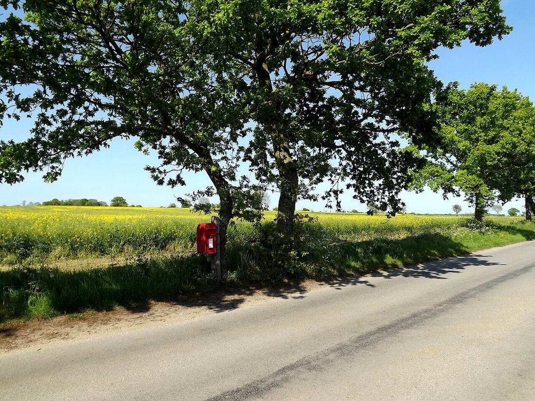 A red postbox at Red House Farm